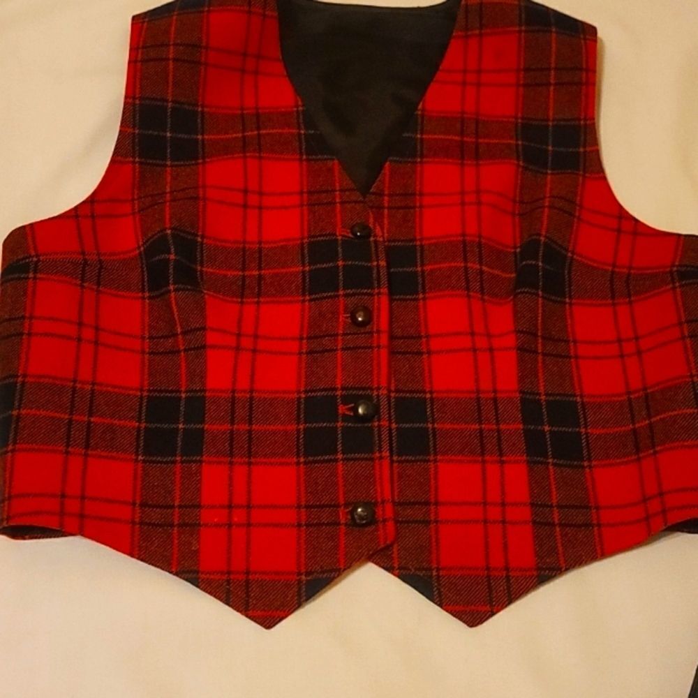 Vintage Mobtook  wool plaid‎ vest size 16